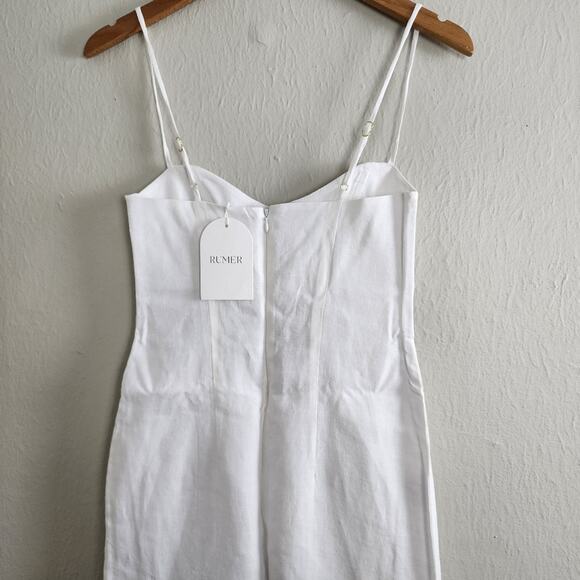 NEW Rumer The Label Bridget Ring Maxi Elegant White Linen Cutout Dress - Picture 9 of 15